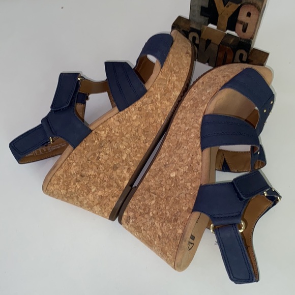 🆕CLARKS COLLECTION Women’s ‘Annadel Orchid’ Cork Platform in Navy Nubuck - Picture 3 of 10